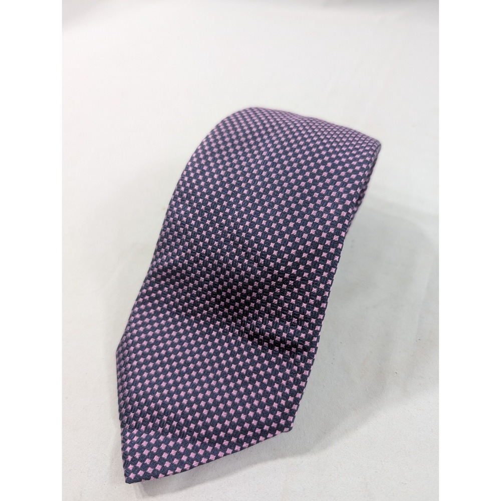 Barneys New York Tie Purp Silk Geometric Floral Medallion Tie Hand Made in Italy